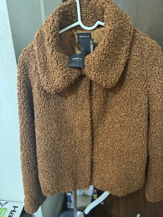 FOREVER 21 Teddy Sherpa Jacket - Rust Brown Women’s Coat SiZE XL - Picture 5 of 6